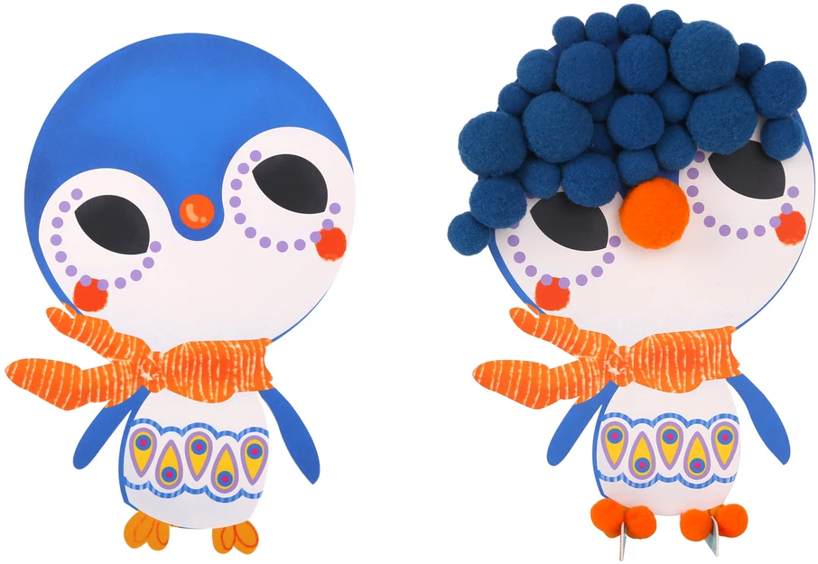 Tooky Toys Pomponų lipdukas, ūkio gyvūnai, kūrybinio meno rinkinys