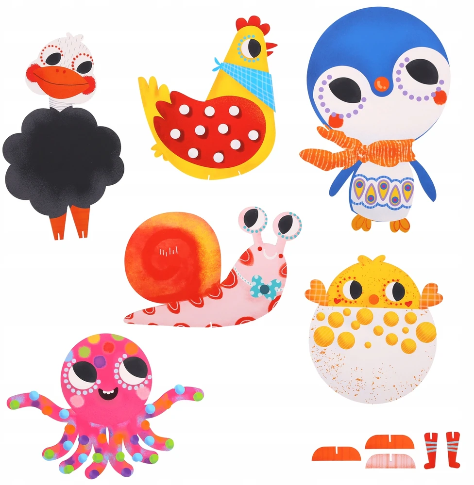 Tooky Toys Pomponų lipdukas, ūkio gyvūnai, kūrybinio meno rinkinys