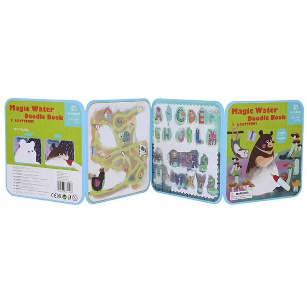Tooky Toys Stebuklinga kūrybinė vandens spalvinimo knygelė vaikams be netvarkos 3+ Montessori