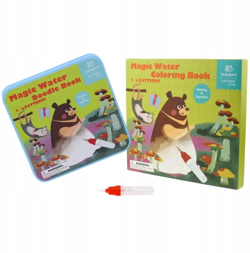 Tooky Toys Stebuklinga kūrybinė vandens spalvinimo knygelė vaikams be netvarkos 3+ Montessori