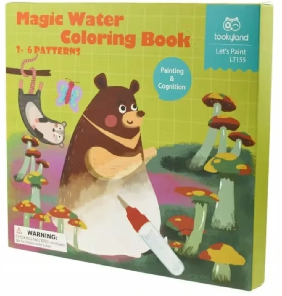 Tooky Toys Stebuklinga kūrybinė vandens spalvinimo knygelė vaikams be netvarkos 3+ Montessori