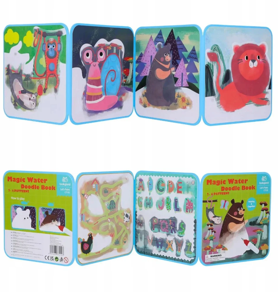 Tooky Toys Stebuklinga kūrybinė vandens spalvinimo knygelė vaikams be netvarkos 3+ Montessori