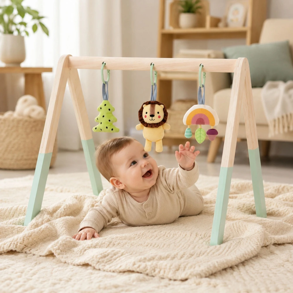 Tooky Toys Tooky Toy Baby Gym Stovas Su 3 Pakabinamais Žaislais