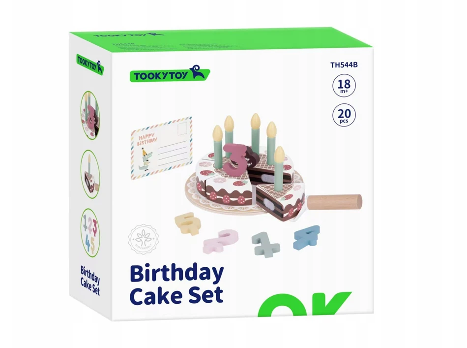 Tooky Toys TOOKY TOY Medinis gimtadienio tortas su ropių žvakėmis
