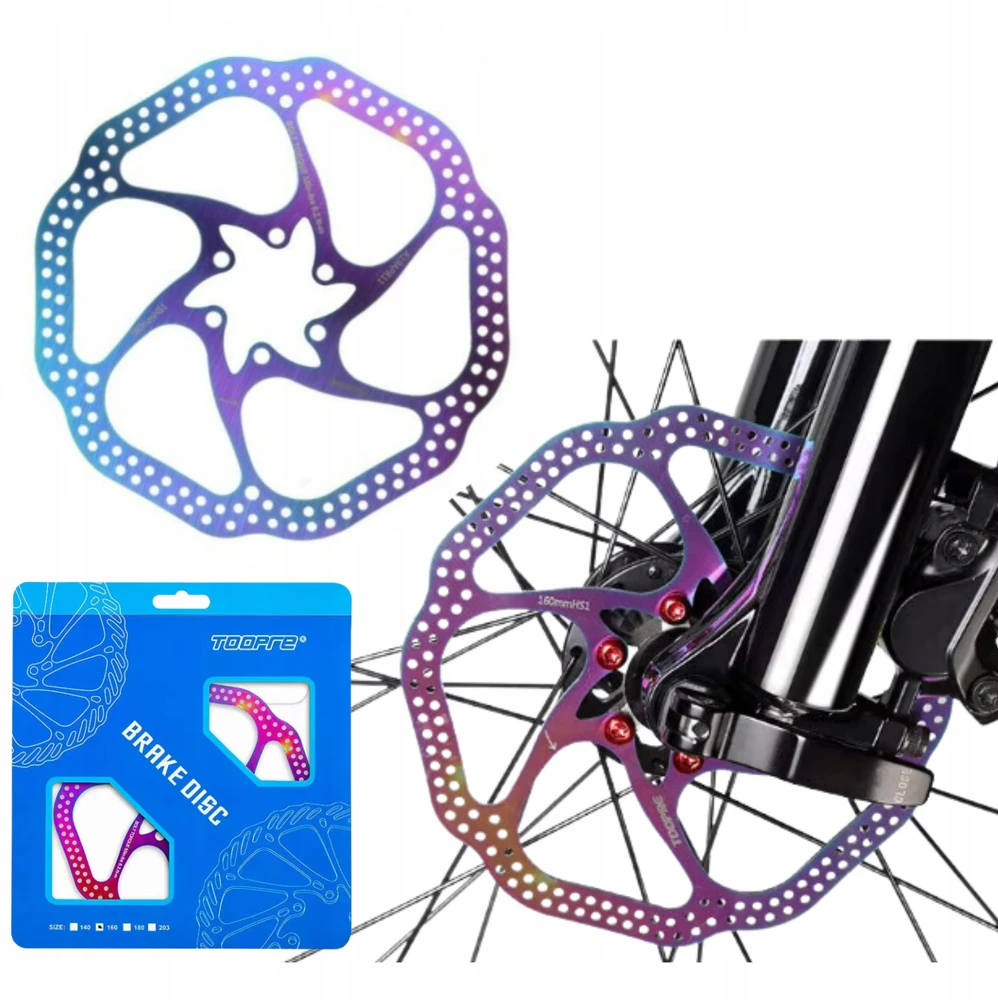 TOOPRE Dviračio stabdžių diskas Rainbow Rainbow Colorful 6 varžtams 180 mm