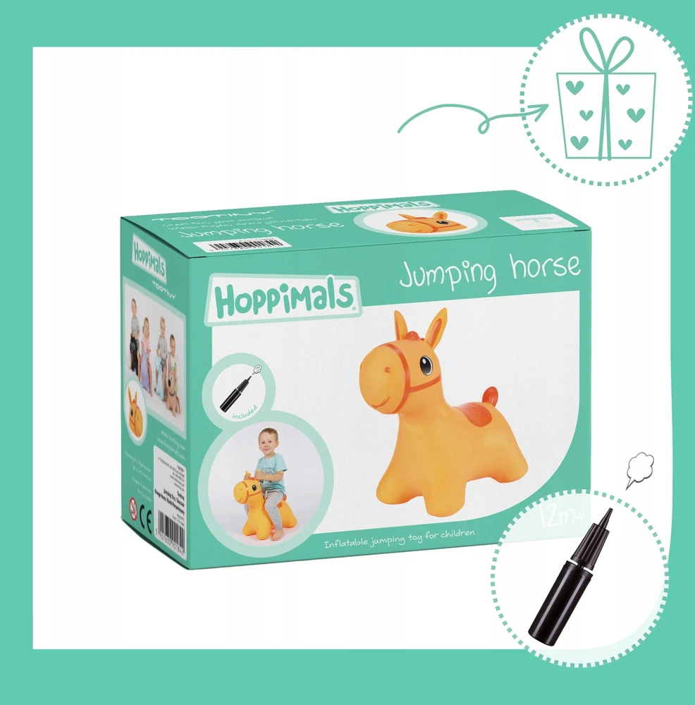 Tootiny Hoppimals guminis megztinis Džemperis vaikams su pompa HORSE oranžinė.