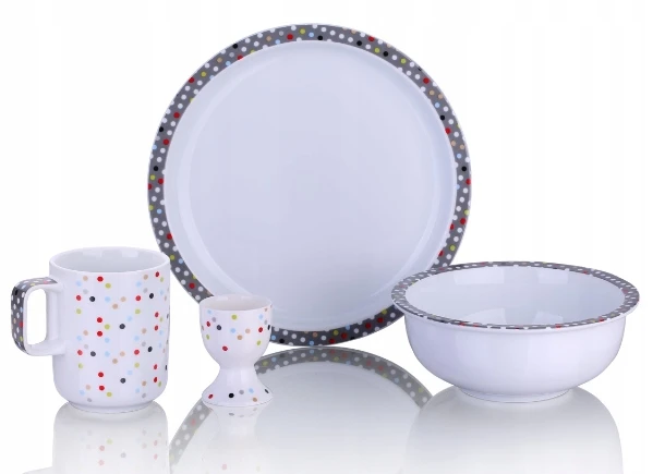 Top Choice Dovana Porcelianinis pusryčių servizas, 4 vnt. Dots pusryčių patiekalai
