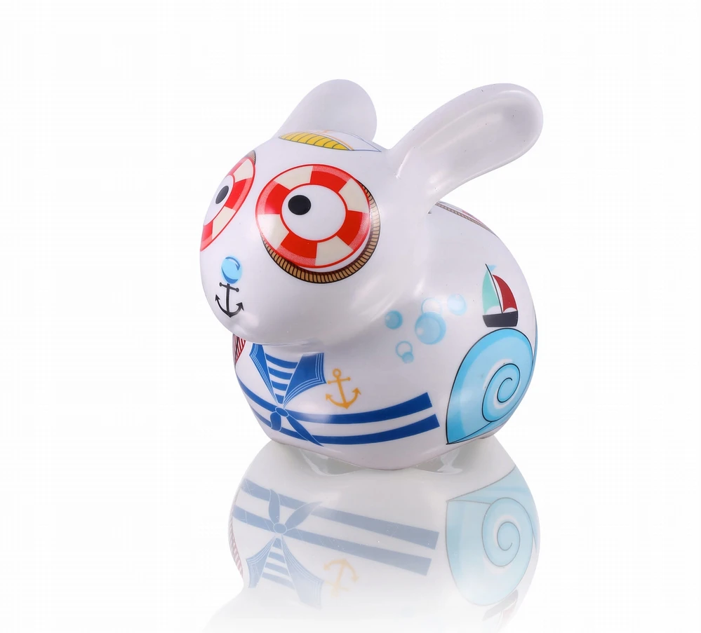 Top Choice Prezent Duża Skarbonka Porcelanowa Królik Podróżnik zbiera na Wakacje