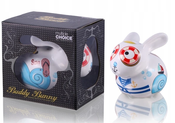 Top Choice Prezent Duża Skarbonka Porcelanowa Królik Podróżnik zbiera na Wakacje