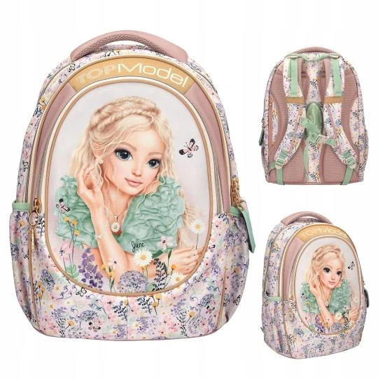 Top Model TOPModel - School Backpack SUMMER FEELING - Pastel Shades with Sage-Colored Details - 44x34x24 cm (413304)