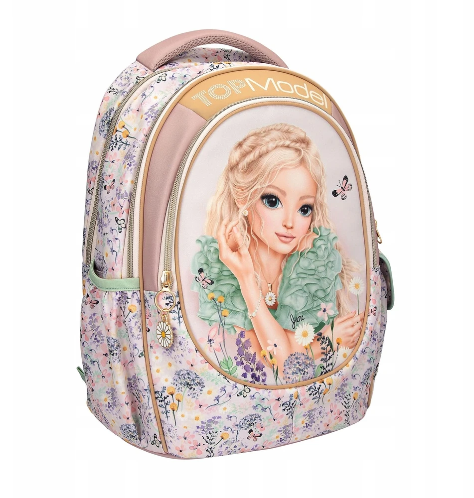 Top Model TOPModel - School Backpack SUMMER FEELING - Pastel Shades with Sage-Colored Details - 44x34x24 cm (413304)