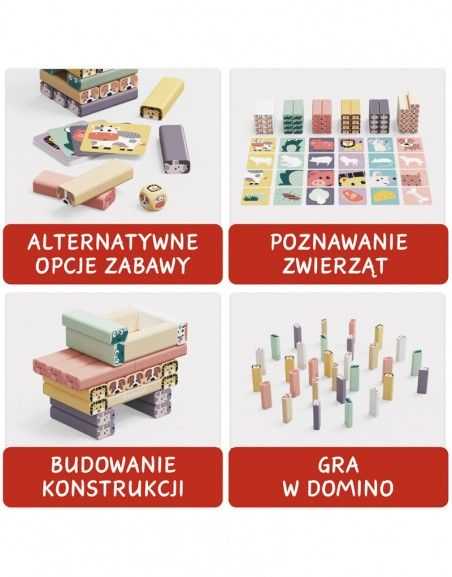 TOPBRIGHT Kas tai per gyvūnas? – Medinis blokinis bokštas