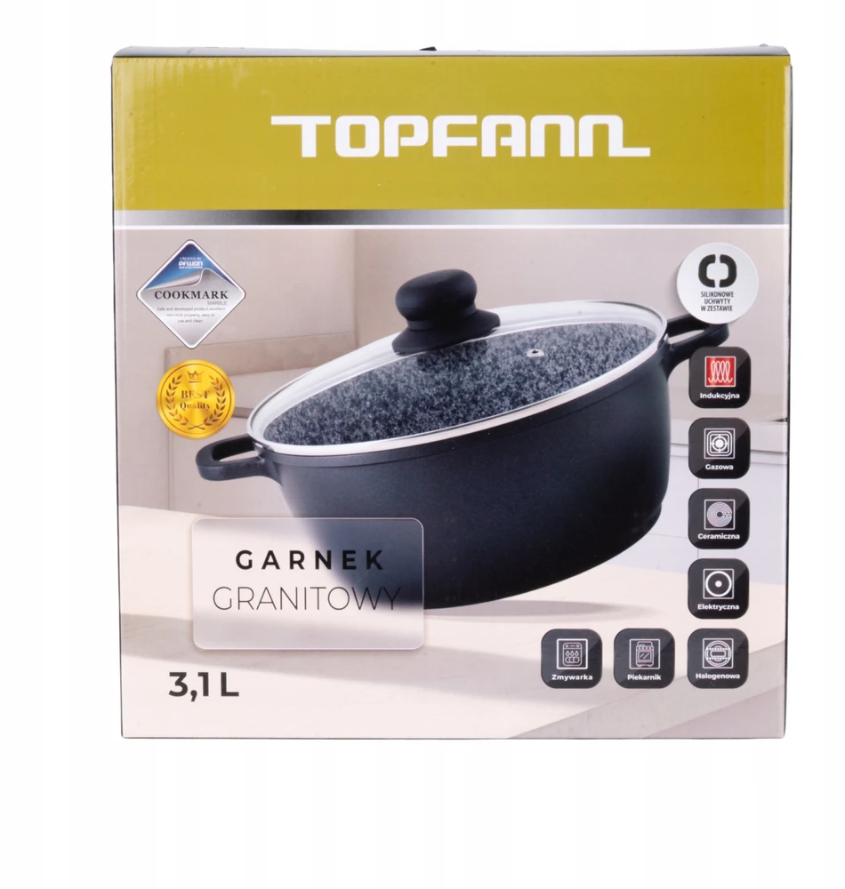 Topfann GRANITINIS PUODAS 3,5L TRADICINIS GOULER PUODAS, silikoninės rankenėlės