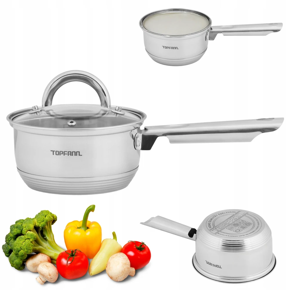 Topfann INDUKCINIS SAUGUS PADAŽAS SU PIENO dangteliu, NERŪDIJAMASIS PLIENAS 14 cm, 1,1 L DUJINĖS