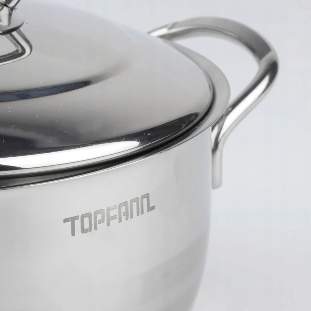 Topfann NENERŪDijantis PUODAS 6,3 l PLIENAS 18/10 + VIDINIS / DUJINIS dangtelis