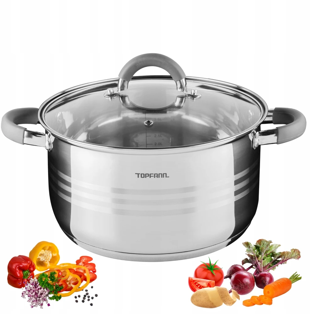 Topfann NERŪDIJANČIO PLIENO PUODAS 5L DUJŲ 24CM INDUKCIJA