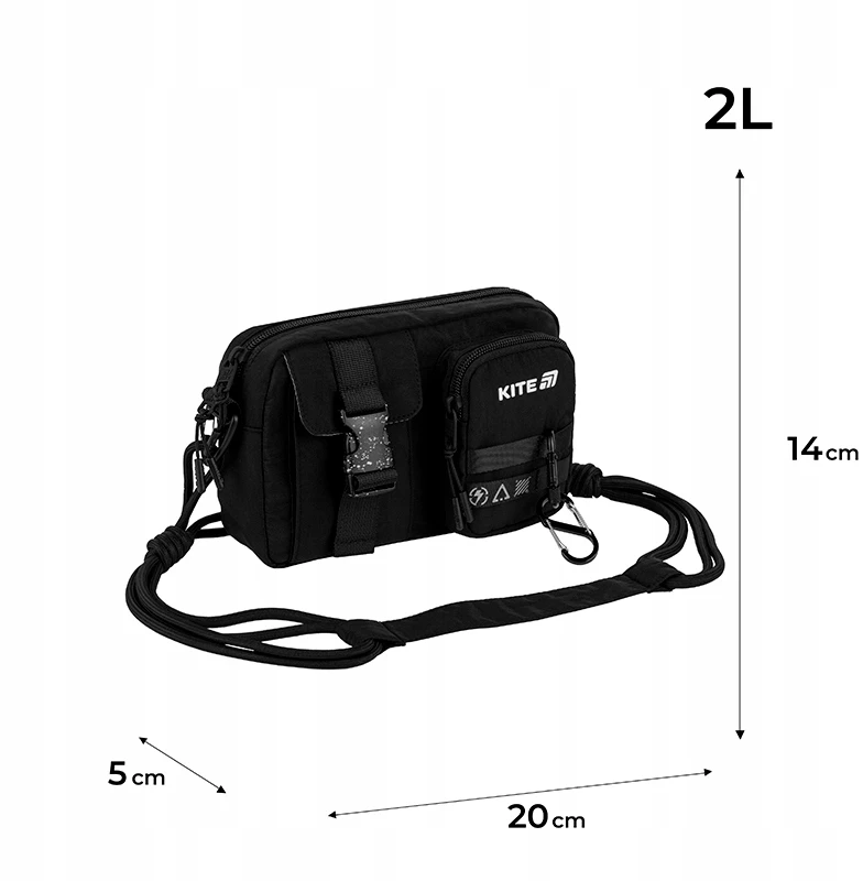 TOREBKA CROSSBODY KREPŠYS NA RAMIE Juoda MŁODZIEŻOWA KITE