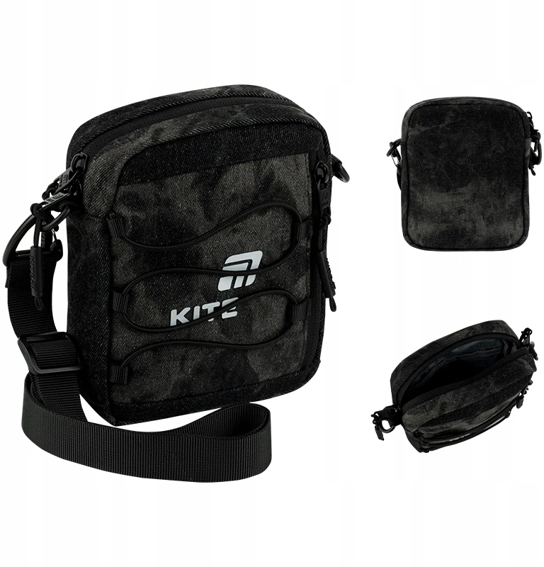 Torebka crossbody na dirželis na ramię toeba juoda jeansowa dla chłopców Kite