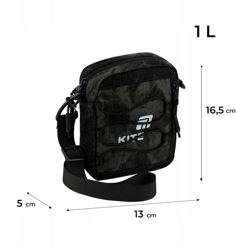Torebka crossbody na dirželis na ramię toeba juoda jeansowa dla chłopców Kite