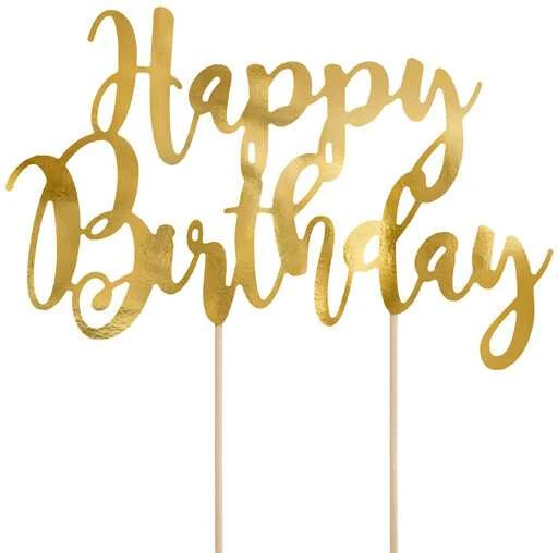 Party Deco Torto papuošimas Happy Birthday PartyDeco H22.5cm sidabro spalvos