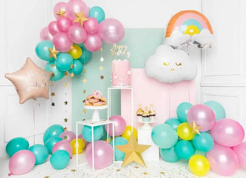 Party Deco Torto papuošimas Happy Birthday PartyDeco H22.5cm sidabro spalvos