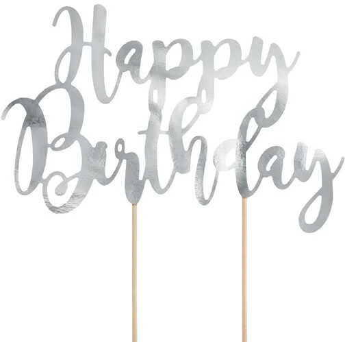 Party Deco Torto papuošimas Happy Birthday PartyDeco H22.5cm aukso spalvos