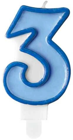 PartyDeco Gimtadienio žvakutė nr 3 melsva 7cm
