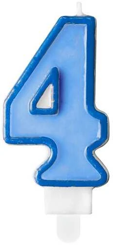 PartyDeco Gimtadienio žvakutė nr 4 melsva 7cm