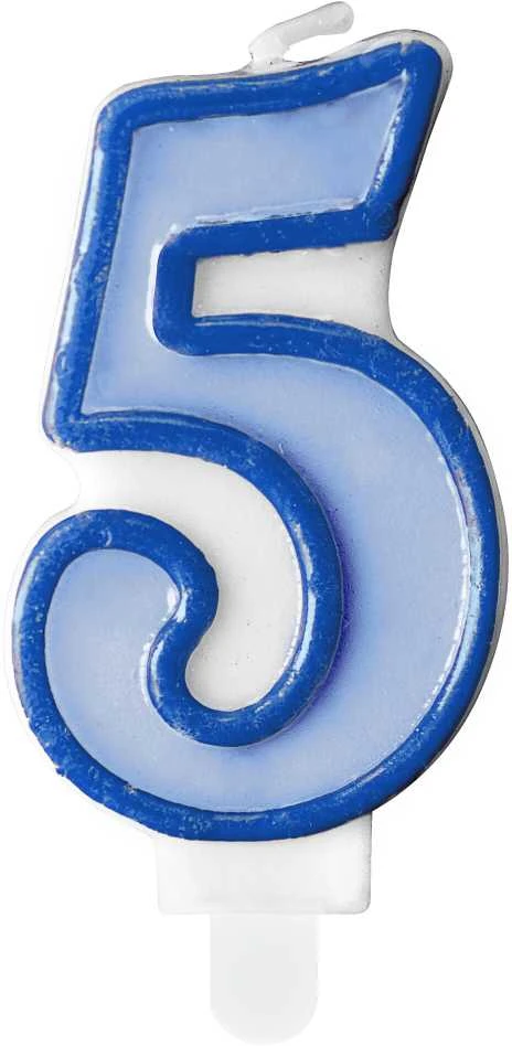 PartyDeco Gimtadienio žvakutė nr 5 melsva 7cm