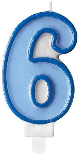 PartyDeco Gimtadienio žvakutė nr 6 melsva 7cm
