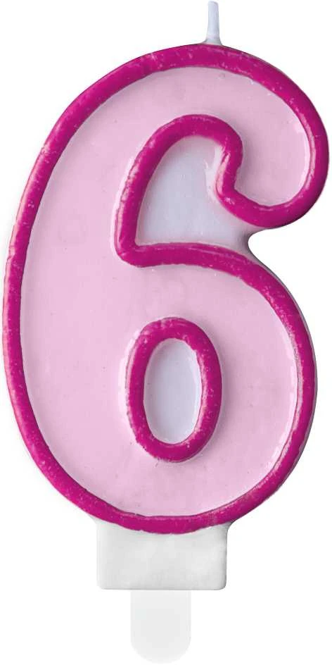 PartyDeco Gimtadienio žvakutė nr 6 rausva 7cm