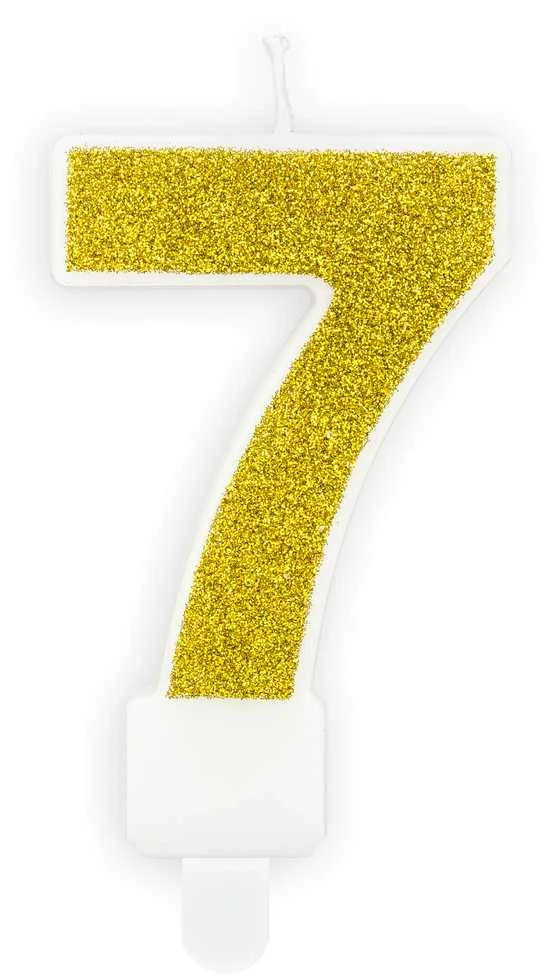 PartyDeco Gimtadienio žvakutė nr 7 auksinė blizganti 7cm