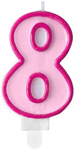 PartyDeco Gimtadienio žvakutė nr 8 rausva 7cm