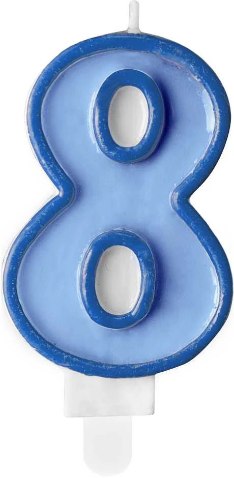 PartyDeco Gimtadienio žvakutė nr 8 melsva 7cm