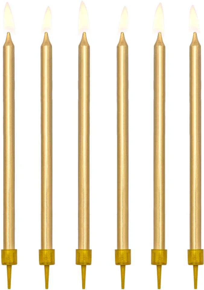 Party Deco Gimtadienio žvakutės auksinės 12 vnt 12.5cm