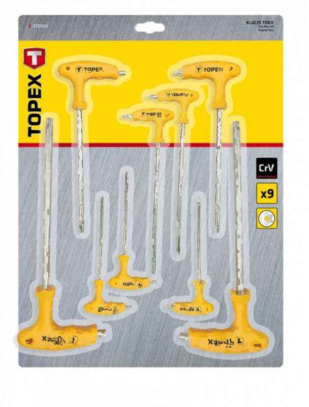 Torx Raktai TOPEX 35D968 (9 vnt., T formos)