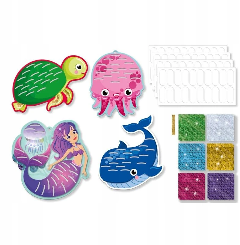 Totum kūrybinis rinkinys MERMAID ir SEA CREATURES 4 vnt. 15x15 cm. DIY