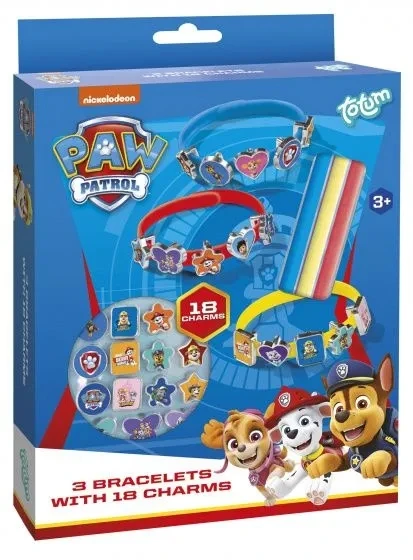 Totum Rinkinys PAW PATROL apyrankėms gaminti, 3 apyrankės, 18 pakabukų