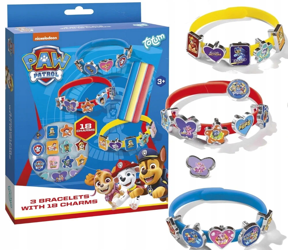 Totum Rinkinys PAW PATROL apyrankėms gaminti, 3 apyrankės, 18 pakabukų