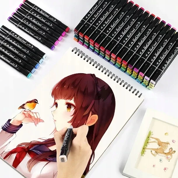 Touch Markery alkoholowe 120 vnt dwustronne pisaki flamastry torba etui komplektas