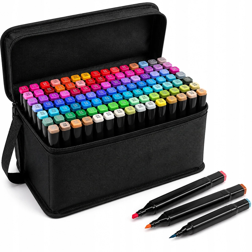 Touch Markery alkoholowe 120 vnt dwustronne pisaki flamastry torba etui komplektas