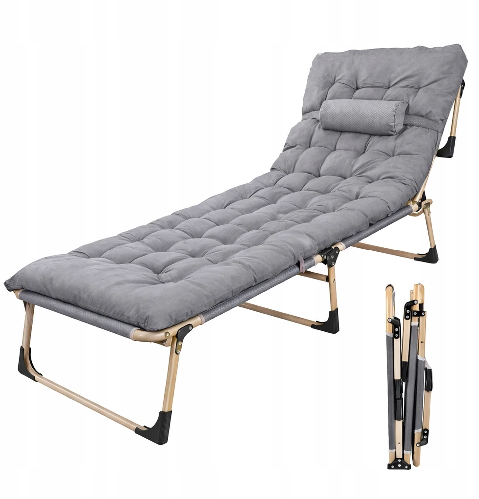 „Tourist Fishing Camp Bed“ sulankstomas šezlongas su čiužiniu 194 cm