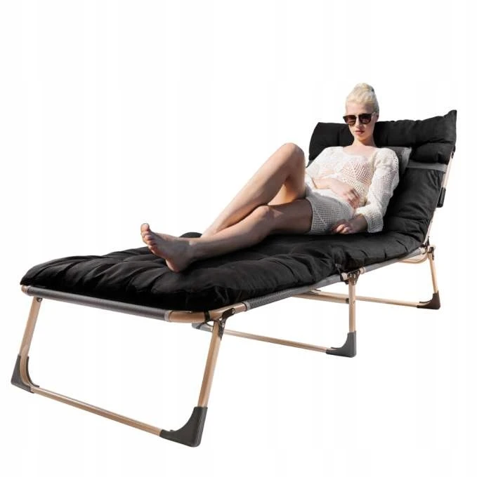„Tourist Fishing Camp Bed“ sulankstomas šezlongas su čiužiniu 194 cm