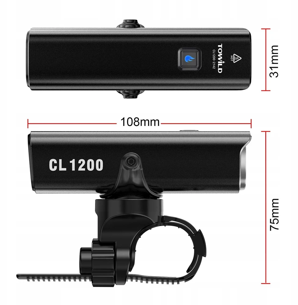 Towild Cl1200 priekinis dviračio žibintas, 1200 lm, powerbank