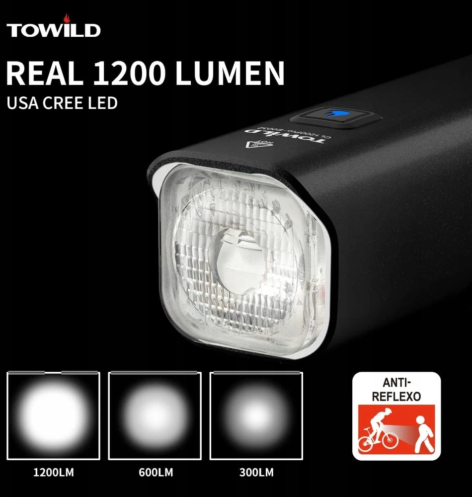 Towild Cl1200 priekinis dviračio žibintas, 1200 lm, powerbank
