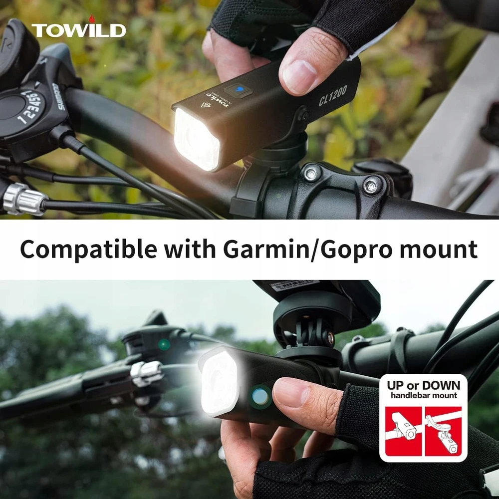 Towild Cl1200 priekinis dviračio žibintas, 1200 lm, powerbank