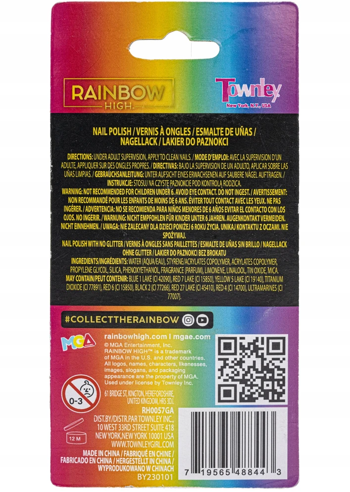 Townley Girl RAINBOW AUKŠTAS 2 NAGŲ LAKŲ RINKINYS, IDEALUS DOVANAI