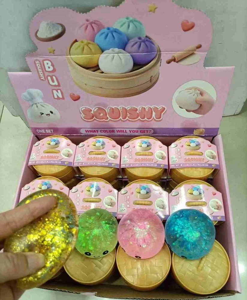 Toys ANTISTRESINIS KUDULINIS SENSORY SQUISHY 5 CM GLITTER D2