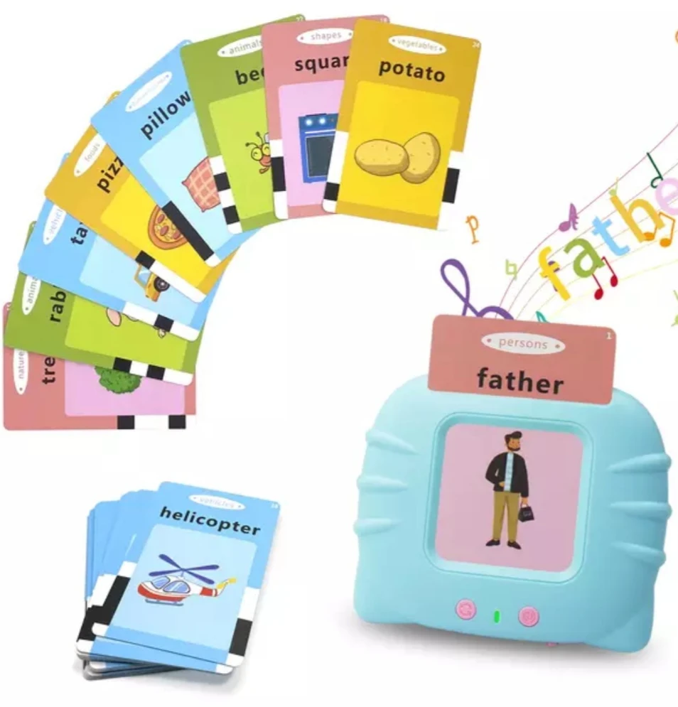 Toys Kortelių skaitytuvas anglų kalbos žodyno mokymuisi 112 kortelių 224 žodžiai