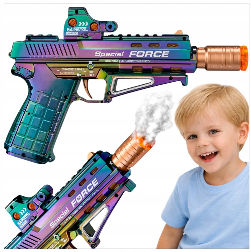 Toys MEGA STEAM RIFLE šaudymo pistoletas VANDENS GARO ŠVIESOS GARSAS VAIKAMS